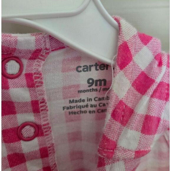 3/$20 Carter's Pink Gingham Romper - Picture 3 of 4